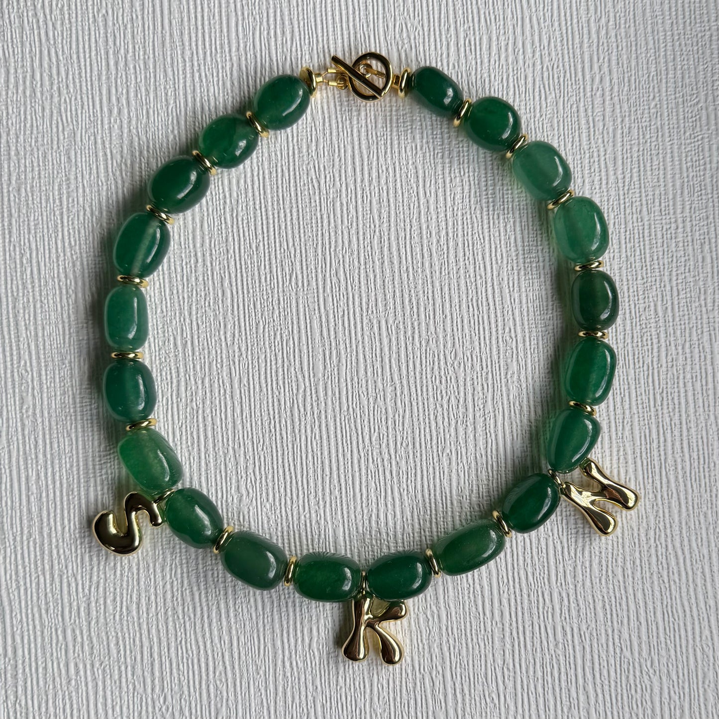 Chunky Emerald Initial Necklace