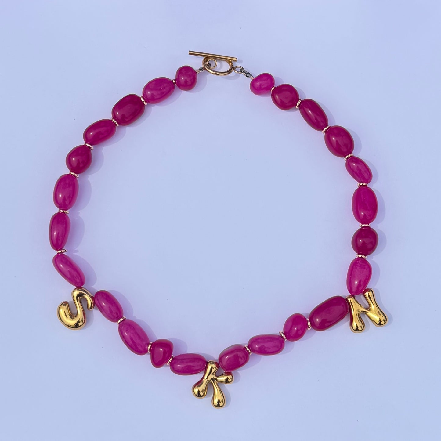 Chunky Fuchsia Initial Necklace