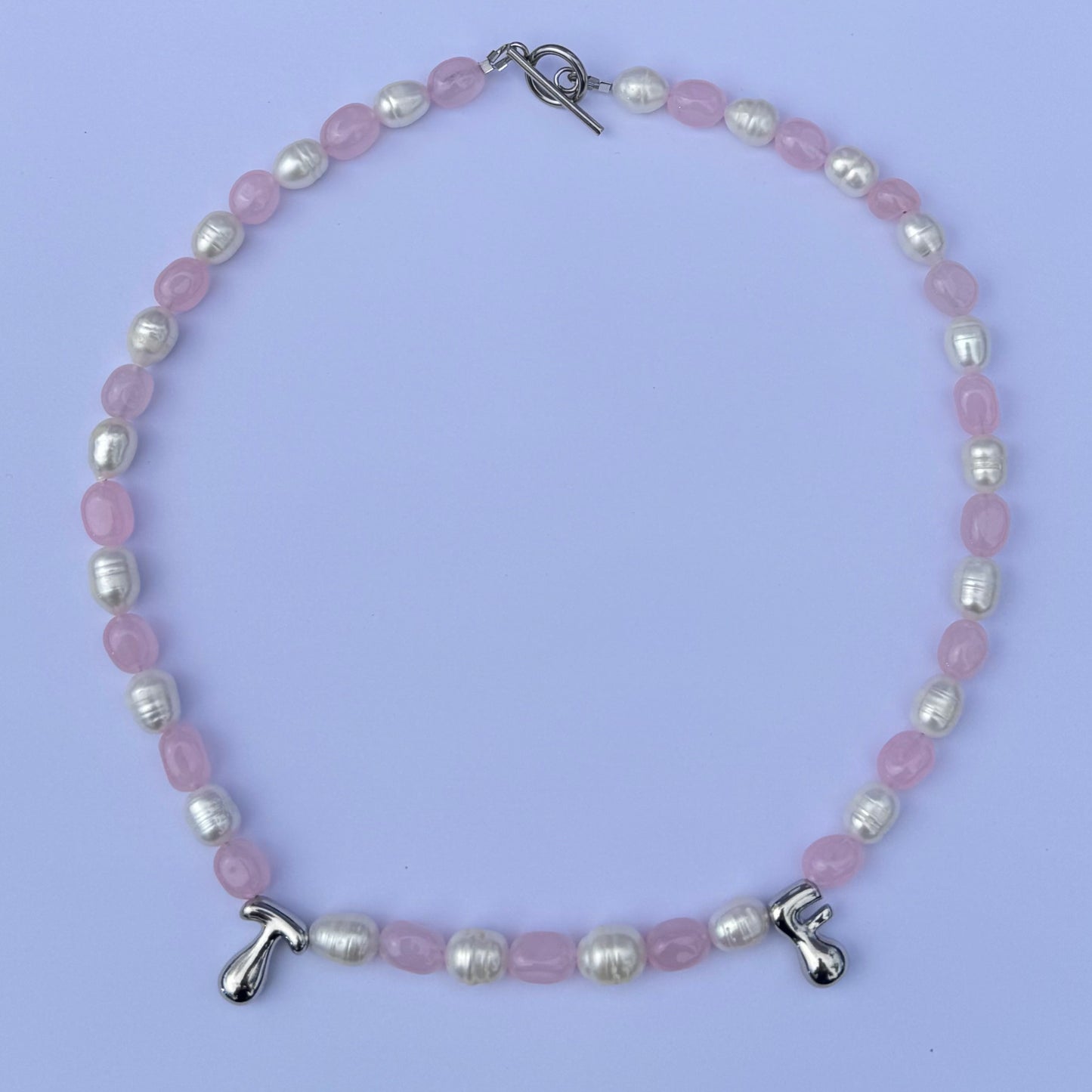 Pearl and Pink Initial Necklace