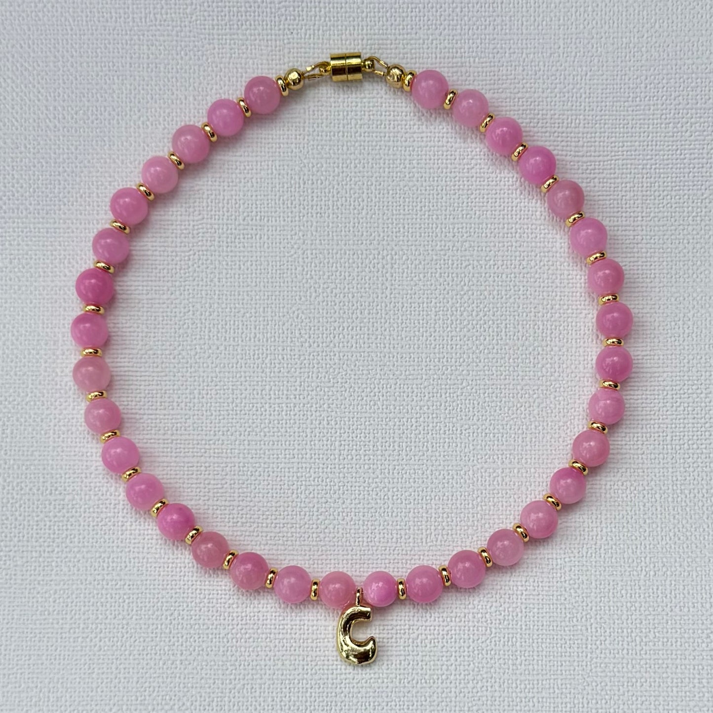 Mini Pink Initial Necklace - Kids