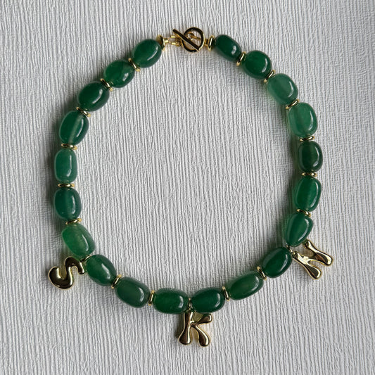 Chunky Emerald Initial Necklace