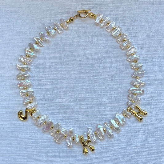 Petal Pearl Initial Necklace