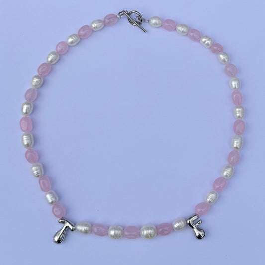Pearl and Pink Initial Necklace