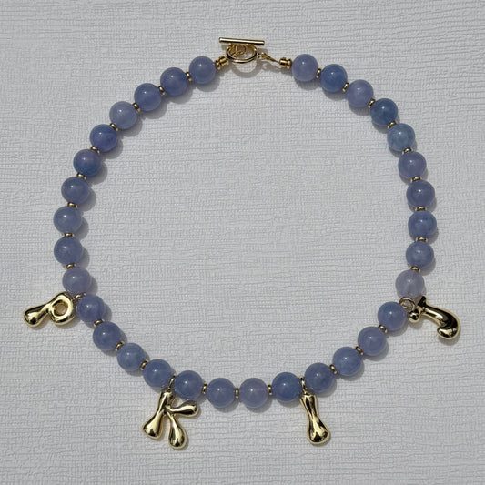 Aquamarine Initial Necklace